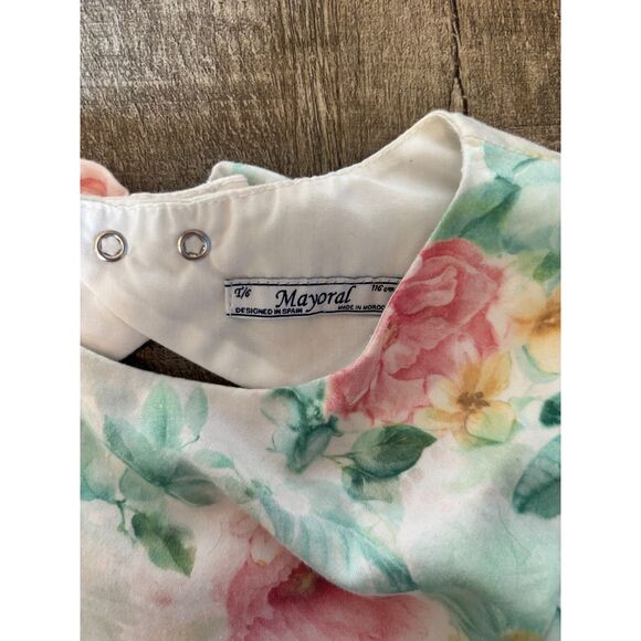 Mayoral Girls Floral Dress Size 6 Summer Party Pastel Print Cap Sleeve - Picture 2 of 3